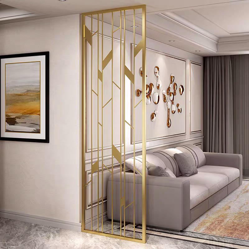 新中式不銹鋼屏風(fēng)隔斷客廳新中式進(jìn)門(mén)遮擋輕奢金屬入戶(hù)玄關(guān)現(xiàn)代簡(jiǎn)約